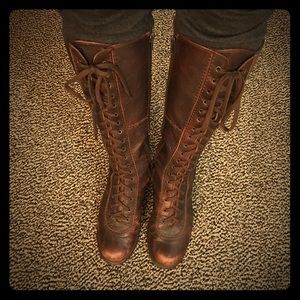 Stuart Weitzman distressed brown boots
